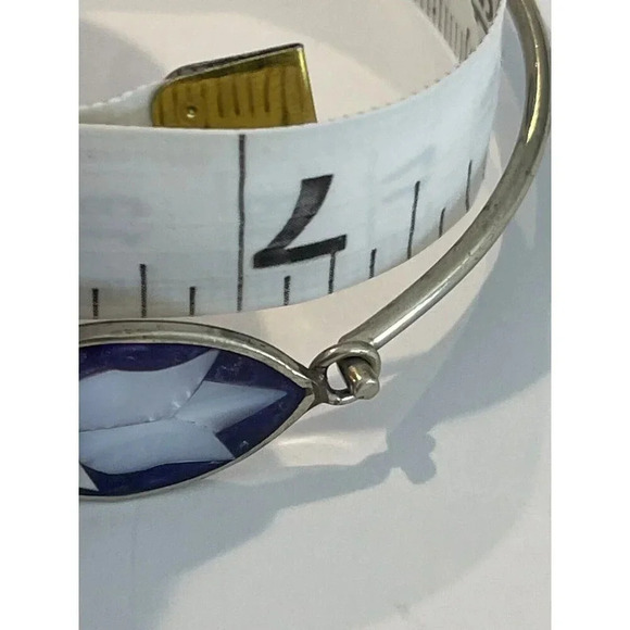 VTG Vintage Alpaca Silver Shell Inlay Bracelet 7.25” Bangle - Picture 6 of 8